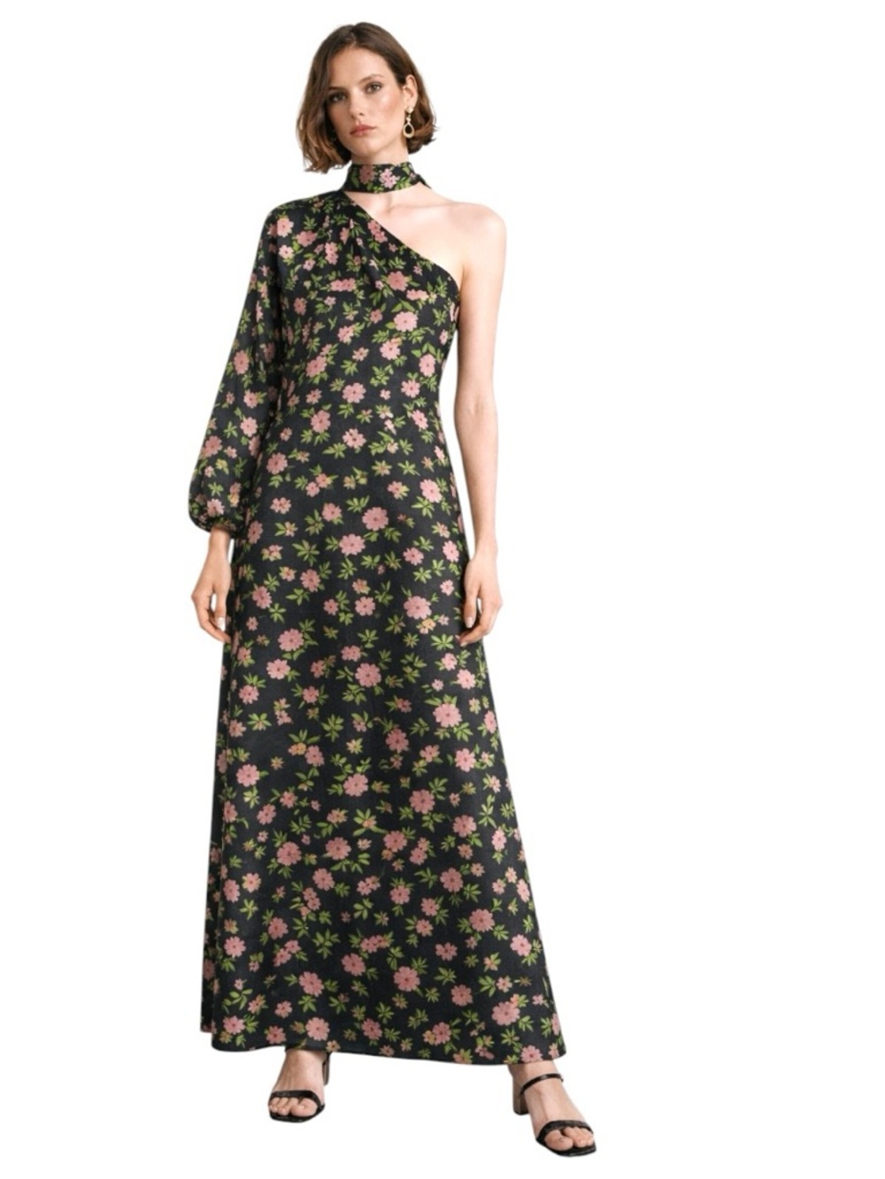 ZARA 100% Silk Asymmetric Floral Midi Dress – Size S